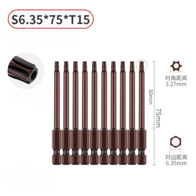 10Pcs T15 Magnetic Security Torx Screwdriver Bit 1/4'' Hex Shank 3'' Length