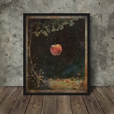 GRAVITY APPLE TREE Wall Art, Isaac Newton Science Poster, Physics Flower Stars