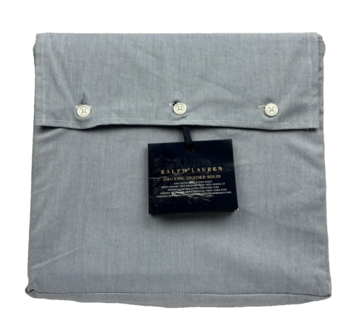 RALPH LAUREN Organic Oxford Solid KING Extra Deep Fitted Sheet Blue - Picture 1 of 12