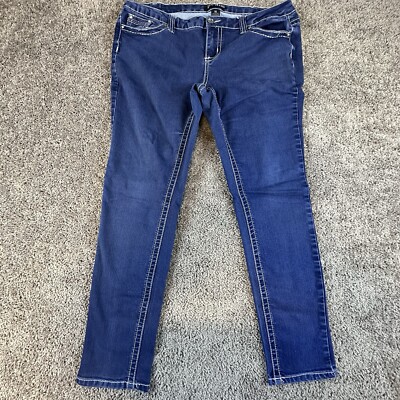 ZCO Skinny Jeans Women's 16 Mid Rise Dark Blue Denim Stretchy Comfy 29