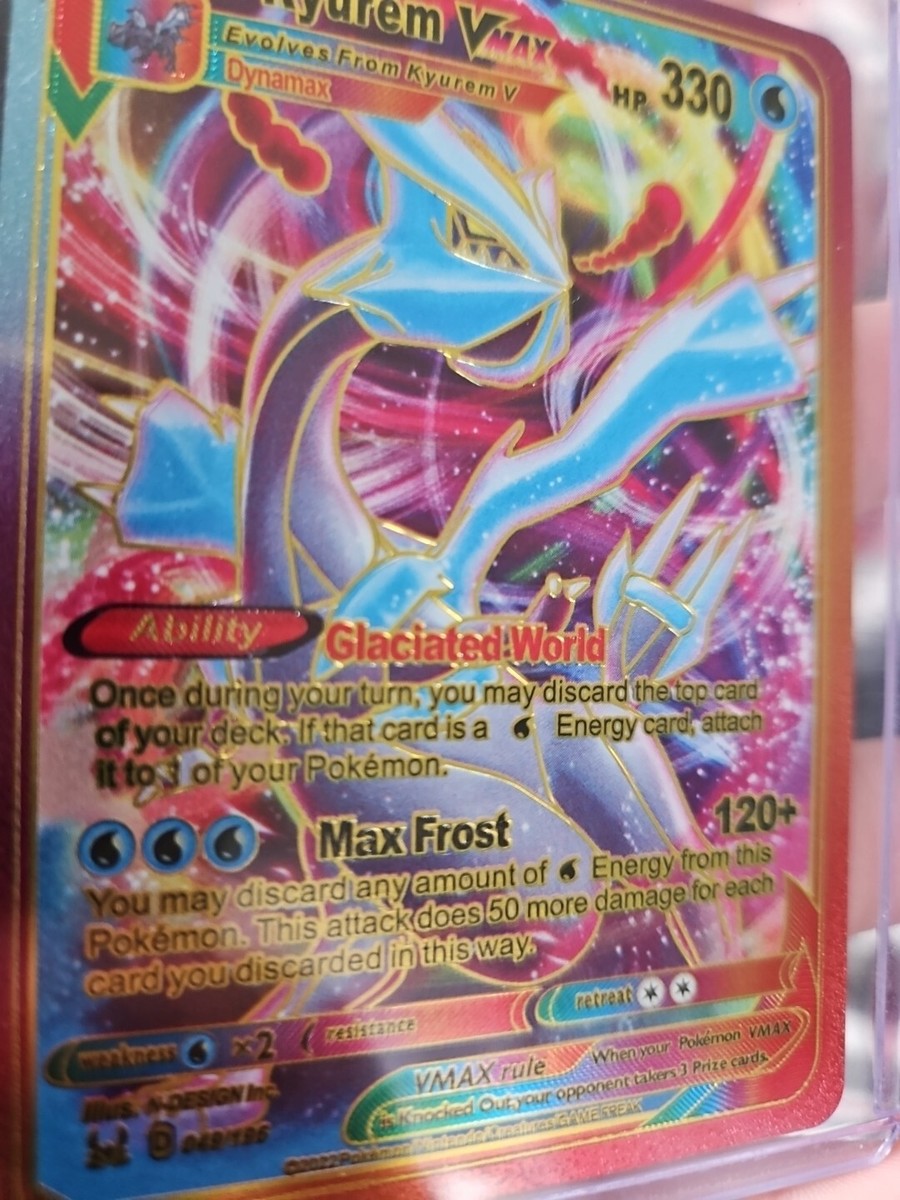 Kyurem VMAX Rainbow Foil Fan Art Textured Collector Pokemon Card