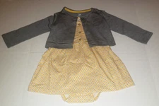 Carters 2-Piece Yellow Gray Dress Cardigan - Infant Girl Size 12 Months
