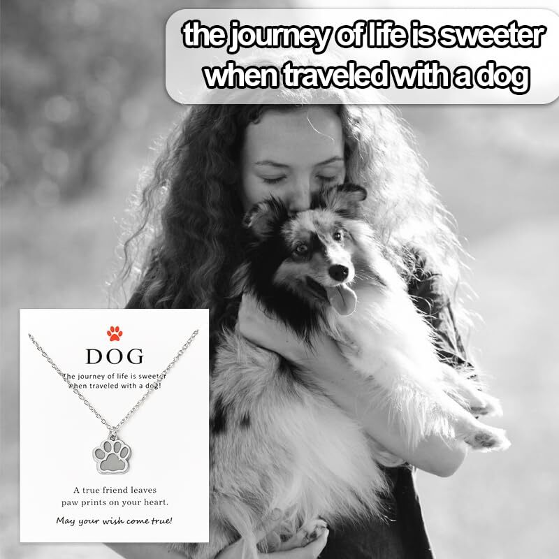 Dog Paw Print Necklace for Women Men Pet Memorial Gifts for Dogs Necklace 