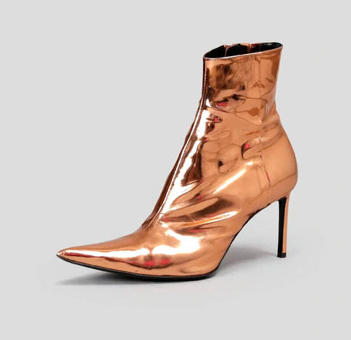 Haider Ackermann Metallic Leather Ankle Boots EU 40 US 9 A Copper Defect New