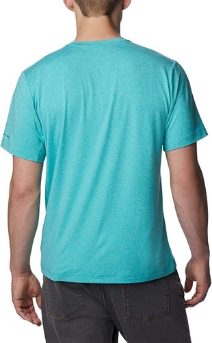 Columbia Men's Tech Trail Crew Neck Short Sleeve, Bright Aqua Heather, Medium - Picture 2 of 8