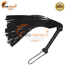 Real Cowhide Suede Leather Black Flogger 25 Tails Spanking Whip Heavy Duty