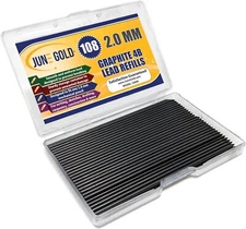 June Gold 108 Pieces, 2.0 mm 4B Lead Refills, 90 Length, Extra 4b Graphite 