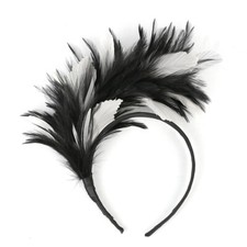 BLACK  IVORY FEATHER FASCINATOR/CROWN/TIARA ON HEADBAND, SPRING RACES,WEDDING