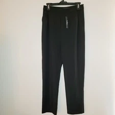 Lulus Career Pants Women's Medium Black Preppy Oxford Pleated Zip Straight Leg