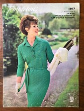 Templetons 1307 knitting pattern ladies DK shirt dress with collar & tie belt