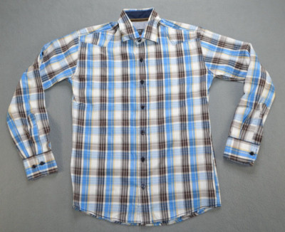 Barba Men's Wear Casual Button Up Shirt Men Size Medium M Plaid