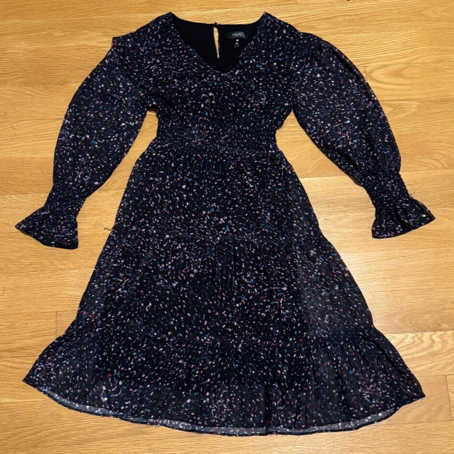 Girls Aqua EEUC Size 10 M Medium Black Dress Shimmer Midi Bloomingdale's  Dressy | eBay