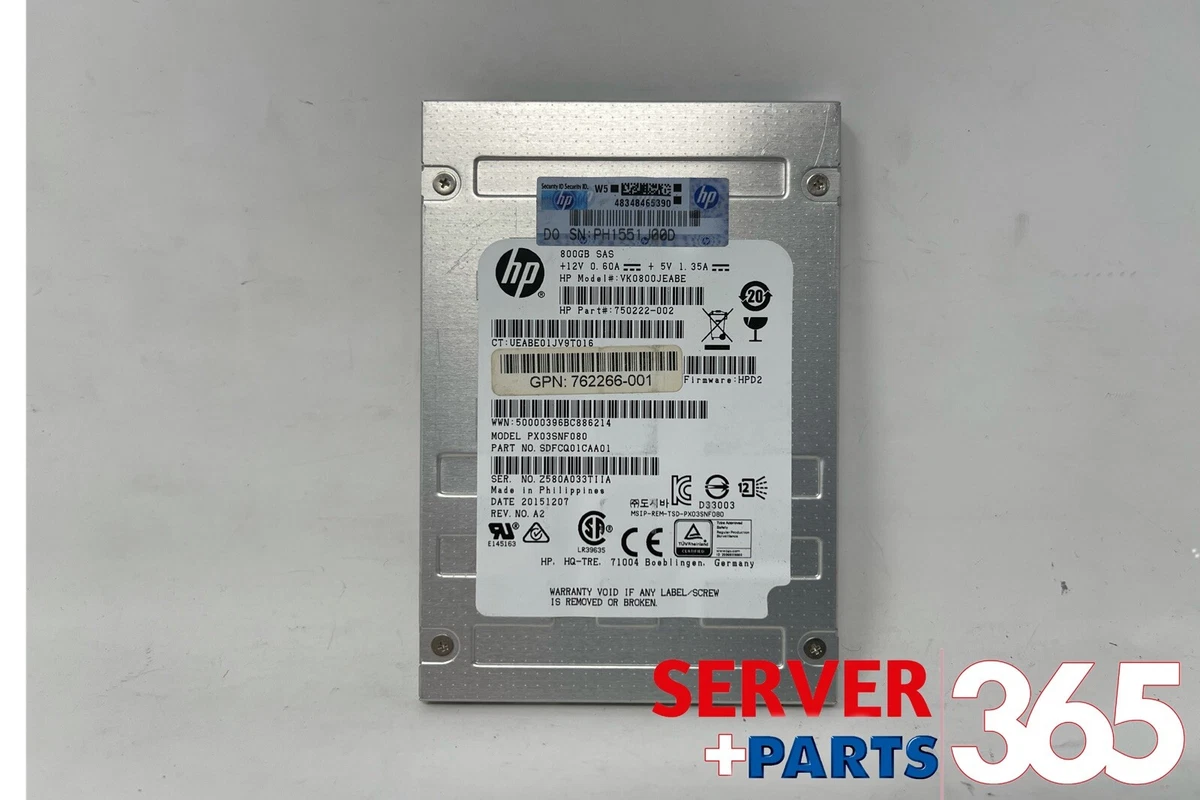 750222-002 HPE 800GB SAS 12G VE SFF SC SSD 762266-001 | eBay 