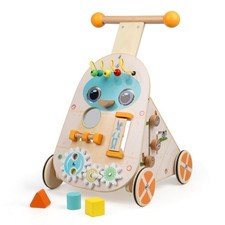 Wooden Baby Walker, Adjustable Speed Push and Pull Learning Activity Walker,