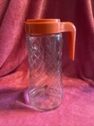Vintage TANG 1 Quart Glass Pitcher Carafe Anchor Hocking Orange Lid 9.25" Tall