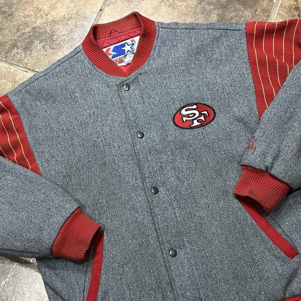 Vintage 90s Starter NFL San Francisco 49ers Wool Bomber Jacket Men’s Large VTG - Image 3 of 4