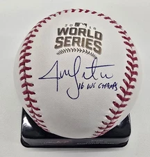 Jon Lester Cubs Autograph 2016 World Series Baseball BAS Beckett w/Inscription
