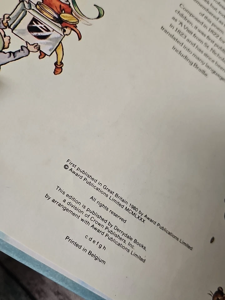 Ночь перед Рождеством винтаж 1980 Clement C Moore Derrydale книги Бельгия - Изображение 3 из 4