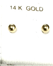 Brand New 14kt Yellow Gold 5mm Ball Stud Earrings
