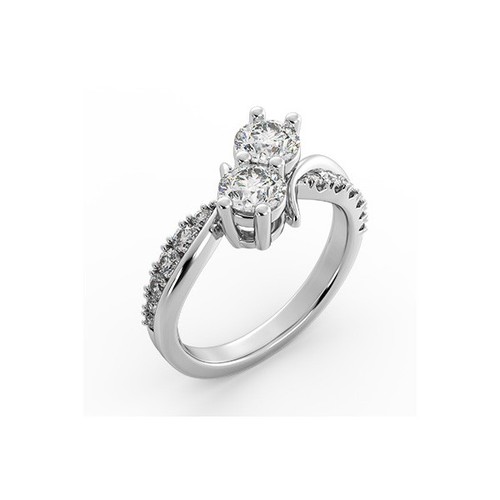 Anillo clásico de dos piedras de oro blanco con diamantes naturales redondos de 2,73 quilates E SI2 - Imagen 19 de 20
