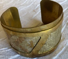 Vintage mixed metal woven cuff bracelet