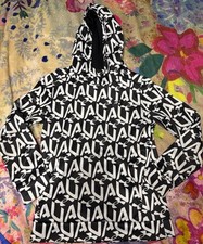 Under Armour Hoodie Youth M Black UA White Logo Pattern Sweatshirt Athletic