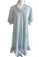 Vintage Prairie Cottagecore Dress Blue Floral Ruffle Lace Midi Nightgown S
