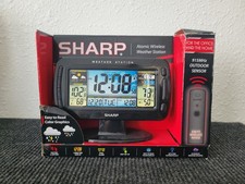 Sharp Spc775 Weather Station Dual Alarm Clock Color Display Indoor Outdoor Black