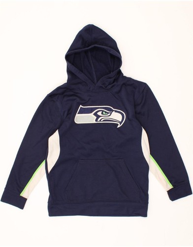 NFL Boys Seattle Seahawks Hoodie Jumper 10-11 Years Medium Navy Blue BU06