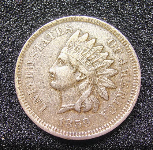 1859 Indian Head Cent - 1st Year - VF-XF Cond- No Shield - Surviving Pop.- 6,000