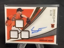 KEEGAN AKIN 2021 PANINI IMMACULATE ROOKIE RC ON CARD AUTOGRAPH TRIPLE JERSEY /99