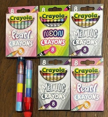 Crayola Crayons NEW Pearl Metallic Glitter With Ooly Erasable Crayons Lot Of 7!