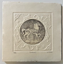 Embossed and Hand Sketched Carousel signed by Mark B. # 92/99