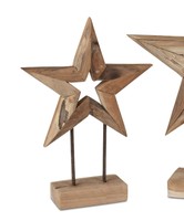Dekoobjekt Stern Teak Auf Fuß H. 41Cm Naturbraun Aus Holz Formano Wa