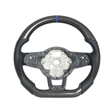 Für VW MK7/7.5 Golf GTI Jetta Carbon Fiber Leather Flat Steering Wheel Blau
