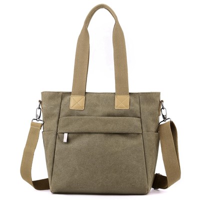 Women's Canvas Tote Bag Top Handle Handbag Work Totes Purse Shoulder Crossbod...