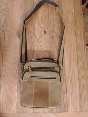 JACK&CHRIS Men's Brown Crossbody Messenger Bag Zip Closure Adjustable Strap