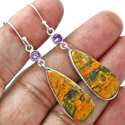 Natural Eclipse & Amethyst 925 Sterling Silver Earrings Jewelry E-1002