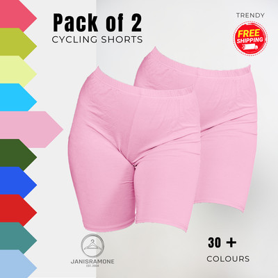 Damen Radshorts uni Tanz Gym Shorts dehnbar Aktiv Hosen 2er Pack