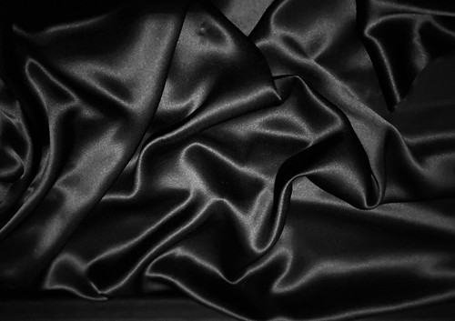 Silk Charmeuse satin ~19mm, Black, 100% Silk, 44" W, By the Yard (TS-7150Z) - Picture 2 of 3