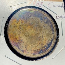 1988 Canada 1 Dollar St. Maurice Ironworks Silver Coin - UNC.. Toning Coin