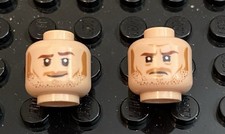 LEGO One 2 Sided Nougat Head, Grin Vs Upset Angry Determined Look, Stubble