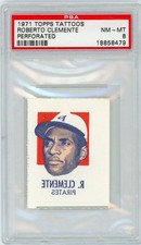 1971 Topps Tattoos Perforated Roberto Clemente PSA 8