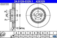 2X Bremsscheibe ATE 24.0128-0329.1 2 Bremsscheiben Vorderachse Vorne
