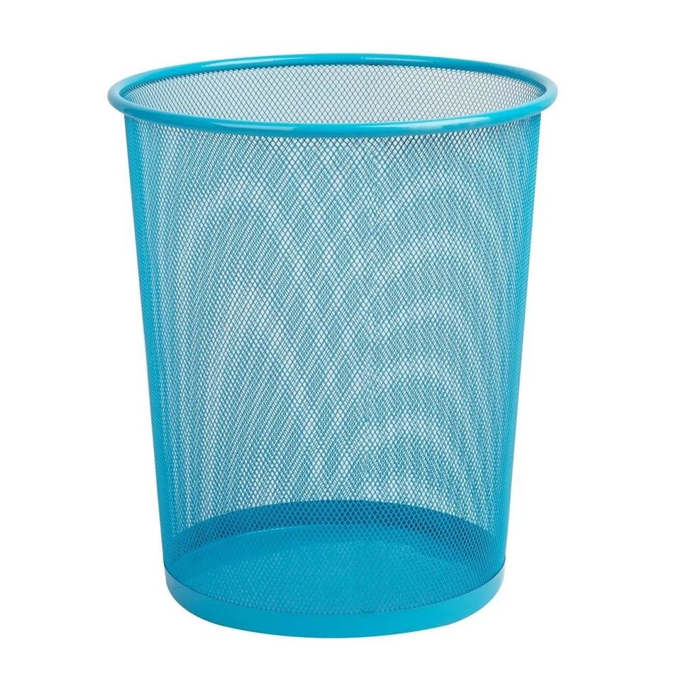 Corbeille à papier grillage Bleu - Poubelle bureau moderne - robuste 34cm 18L - Photo 1/1