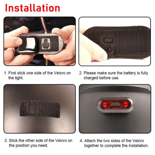 Waterproof Motorcycle Rear LED Helmet Light USB Rechargeable Light Repair Parts - Foto 6 di 13