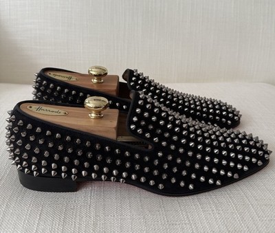 Christian Louboutin Men’s Black Suede Studded Slip-On Loafers 9 42 Suede Studded Slip On Loafers main image 2