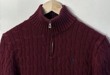 Boys Girls Polo Ralph Lauren Sweater Cable Knit 1/4 Zip Pullover Sz Large 14-16