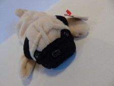 Ty Beanie Babies Pugsly The Dog Birth Date 5-2-96 Style Number 4106