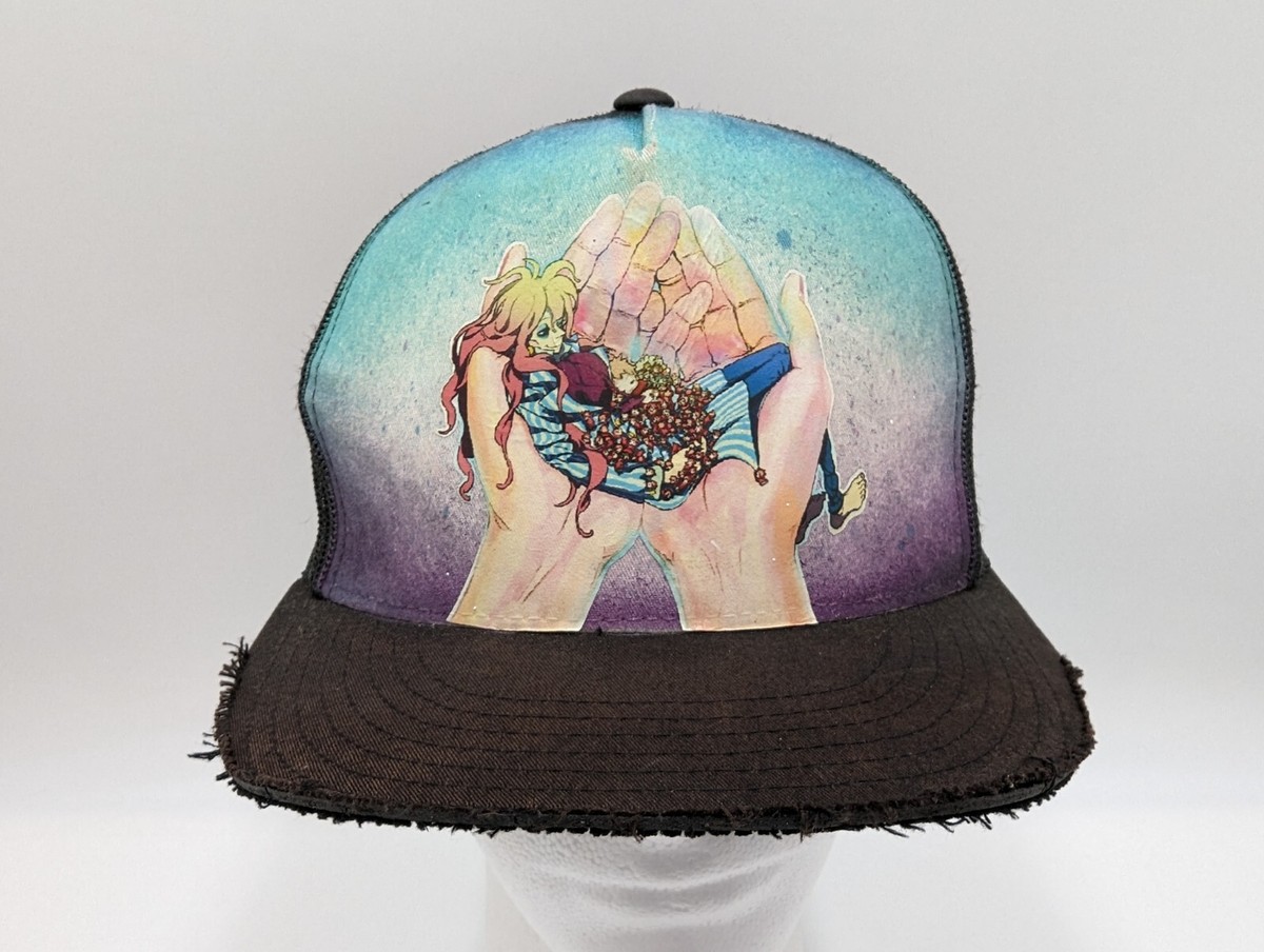 Fujimoto & Ponyo Trucker Hat Black Mesh Distressed Snapback Cap